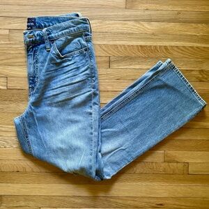 J. Crew High Rise Flare Crop Distressed‎ Women's Blue Jeans Size 28 Denim